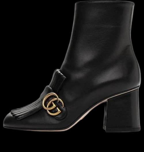 Gucci Marmont GG Suede Ankle Boots 'Black Leather' (Women's)