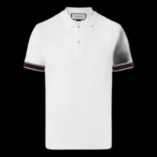 Gucci Cotton Polo Shirt With Webbed Cuffs For Men White