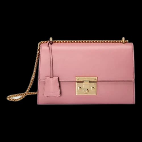 Gucci Padlock Metallic Leather Chain Shoulder Messenger Bag Pink Candy (Women's)