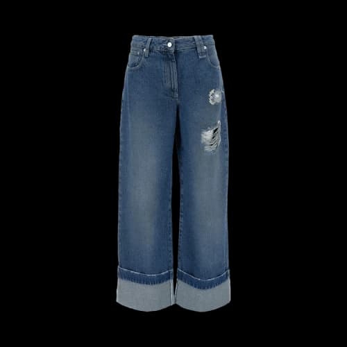 Simone Rocha Distressed Straight Leg Jeans 'Blue/Pearl/Clear'