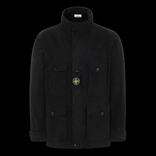 STONE ISLAND Cotton / Cordura Pocket Stand Collar Jacket Black