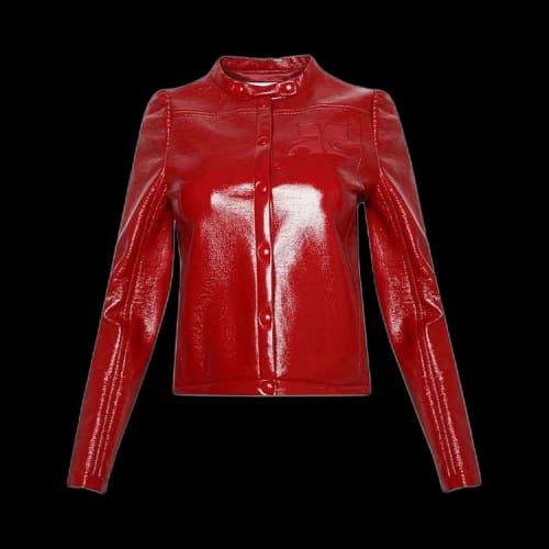 Courrèges Iconic Vinyl Biker Jacket 'Red'