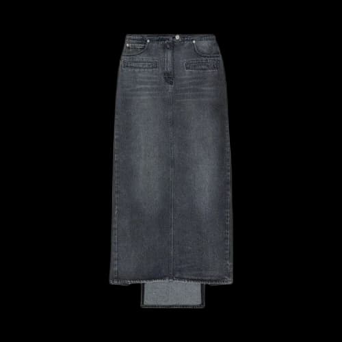 Courrèges Heritage Denim Long Skirt 'Stonewashed Grey'