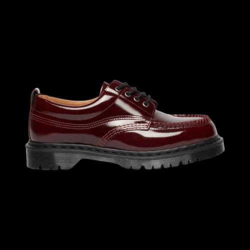 Dr. Martens Lowell Lacquered Moc Toe Shoes Cherry Red