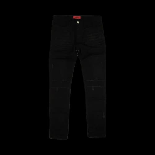424 Distressed Ripped Logo Patch Jeans 'Black'