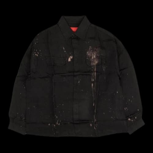 424 Bleached Long-Sleeve Button Down Shirt 'Black'