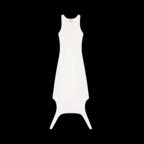 Courrèges Reversed Rib Knit Long Dress 'Heritage White'