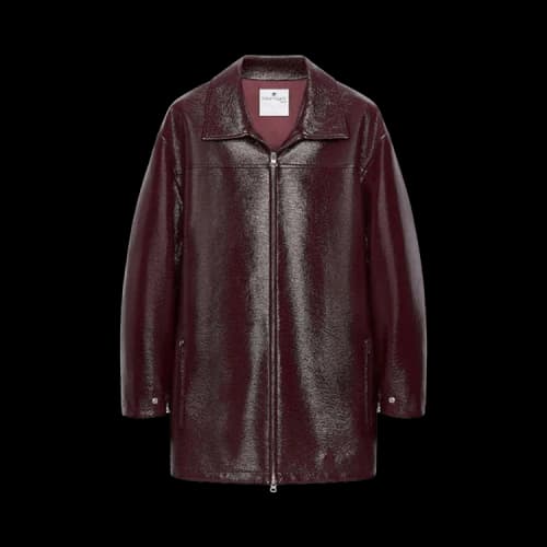 Courrèges Zipped Vinyl Maxi Bomber Jacket 'Burgundy'