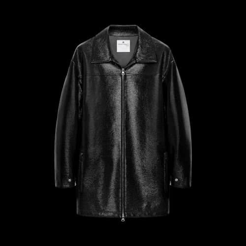 Courrèges Zipped Vinyl Maxi Bomber Jacket 'Black'