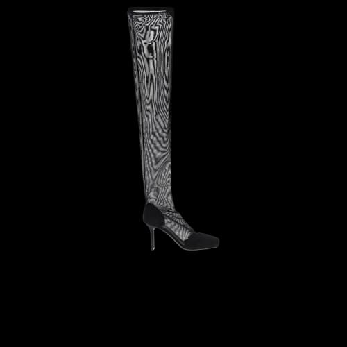 Courrèges Square Toe 80 Mesh Thigh Boot 'Black' (Women's)