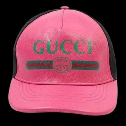 Gucci Logo Print Leather Baseball Hat 'Pink'