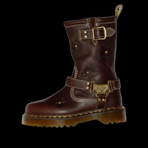 Dr. Martens Anistone Hi Flower Rigger Boots 'Dark Brown'