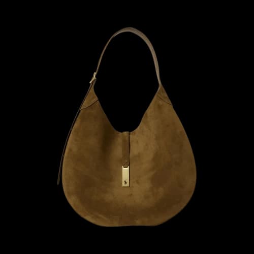Polo Ralph Lauren Suede P ID Medium Shoulder Bag 'Artichoke'