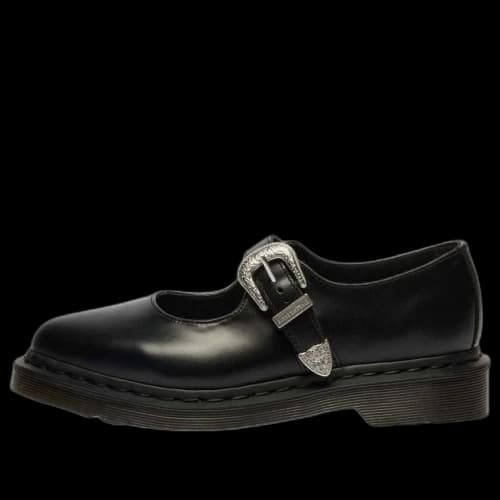 Dr. Martens Elphie Buckle Atlas Mary Jane Leather Shoes 'Black Atlas' (Women's)