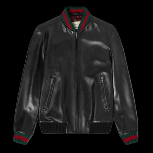 Gucci Retro Slim Leather Jacket For Men Black
