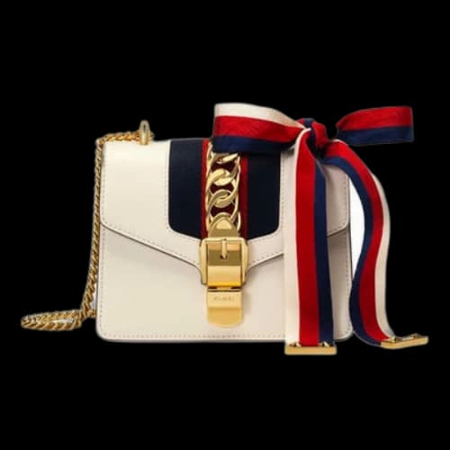 Gucci Sylvie Series Leather Single-Shoulder Bag MIni-Size White (Women's)