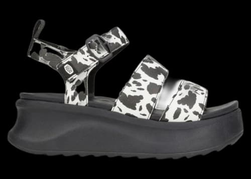 Hey Dude Delray Buckle Black Cow (Women's)