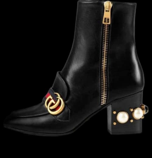 Gucci Peyton Marmont Logo Ankle Boots with Faux Pearl-embellished 'Black' (Women's)