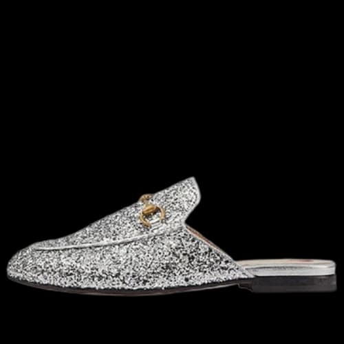 Gucci Princetown Glitter Slippers 'Silver Metallic' (Women's)