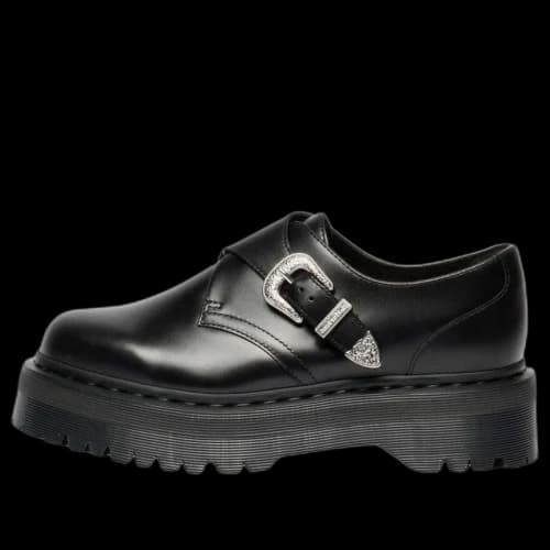 Dr. Martens Retro Monk Quad Tumble Leather Strap Shoes 'Black' (Women's)