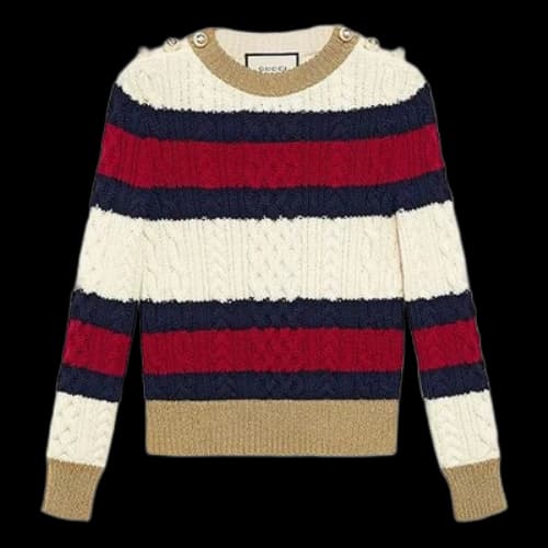 Gucci Pearl Stripe Knit Sweater Female White (Women's)