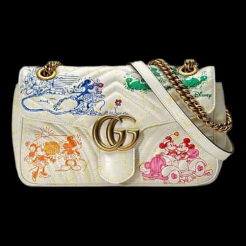 Gucci x Disney Beige MiceGG Marmont Series Small Satchel White (Women's)