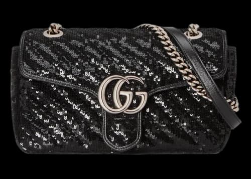 Gucci GG Marmont Small Sequin Shoulder Bag Black
