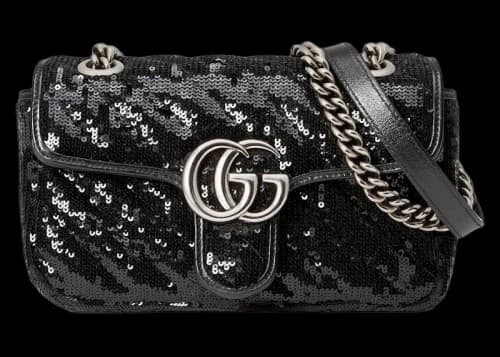 Gucci GG Marmont Mini Sequin Shoulder Bag Black