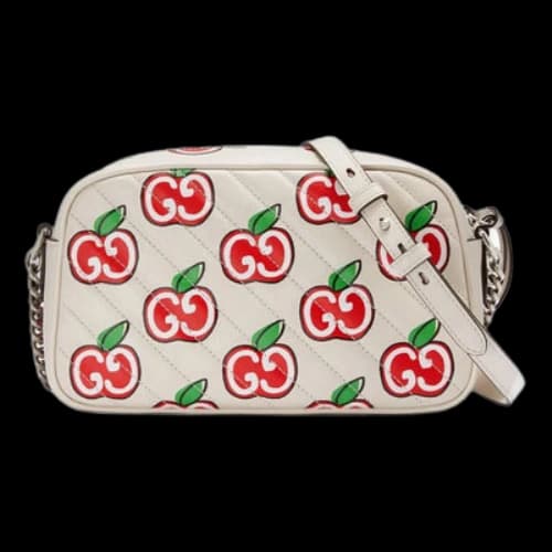 Gucci GG Marmont Leather Chain Shoulder Bag 'Cream White Red' (Women's)