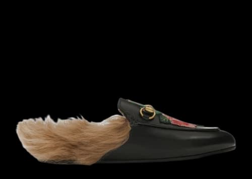 Gucci Floral Embroidered Princetown Mules Black (Women's)