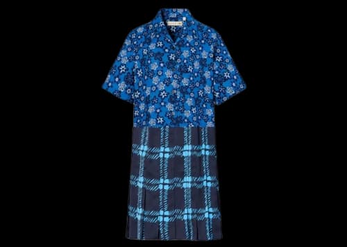Uniqlo x MARNI Open Collar Pleated Dress (Asia Sizing) Blue