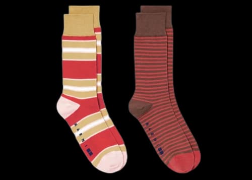 Uniqlo x MARNI Border Socks (Asia Sizing) (Set of 2) Red