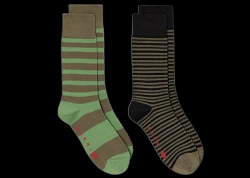 Uniqlo x MARNI Border Socks (Asia Sizing) (Set of 2) Olive