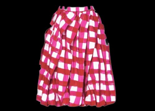 Uniqlo x MARNI Women's Balloon Shape Check Skirt (Asia Sizing) Red