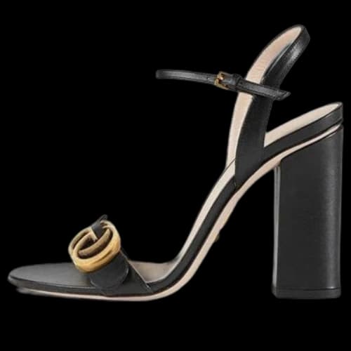 Gucci Sandal With Double G 'Black Leather' (Women's)