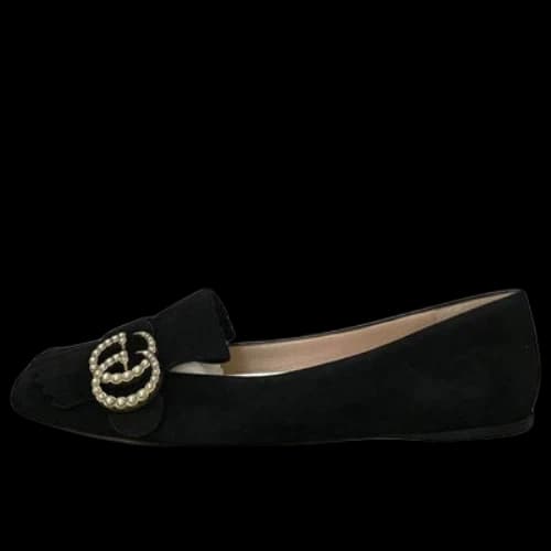 Gucci Marmont Fringe Suede Ballet Flats 'Black' (Women's)