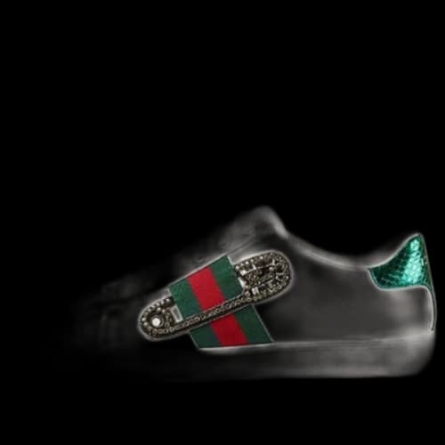 Gucci Leather Ace Safety Pin Embellished Low Top 'White' (Women's)