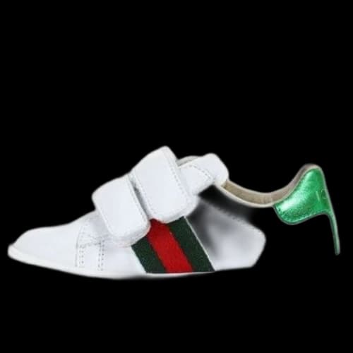 (TD) Gucci Leather Toddler Sneaker With Web 'White'