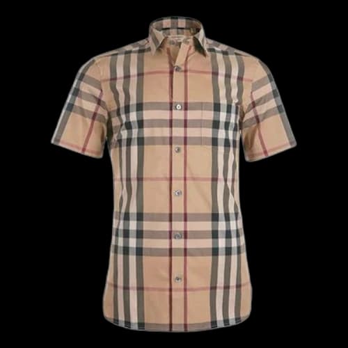 Burberry SS21 Plaid Button Short Sleeve Shirt Khaki