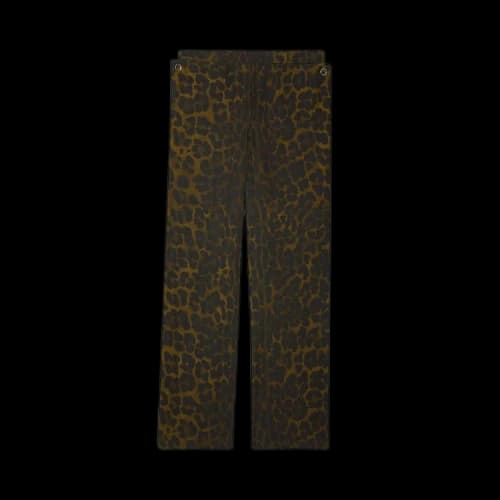 Burberry Leopard-Print Straight-Leg Cotton Trousers 'Khaki Green'