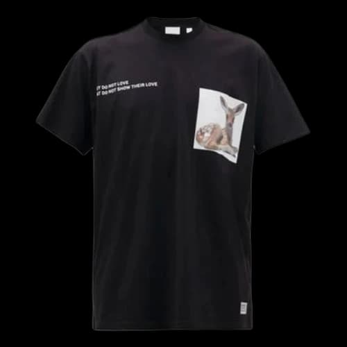 Burberry Bambi Cotton-jersey Deer Printing Short Sleeve Black