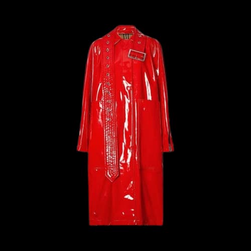 Burberry Belt Detail Laminated Coat 'Bright Red'