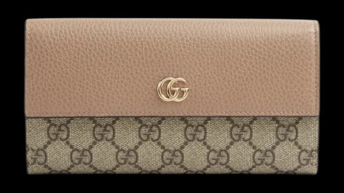 Gucci Marmont Double G Long Wallet Pink Beige