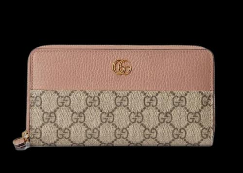 Gucci GG Marmont Zip Around Wallet Beige/Dusty Pink