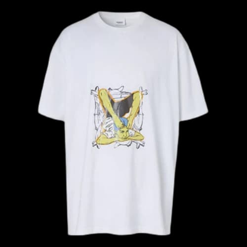Burberry Graffiti Printing Cotton Short Sleeve White
