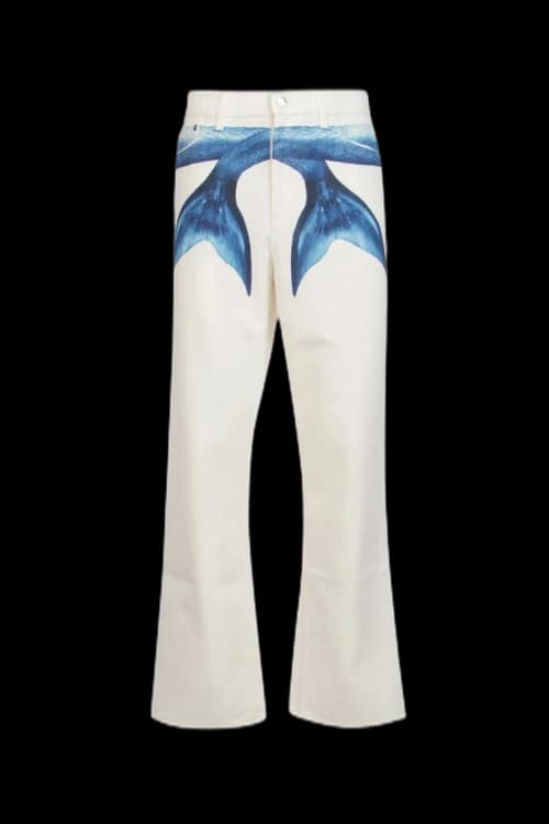 Burberry Mermaid Tail Printed Cotton-Denim Jeans White