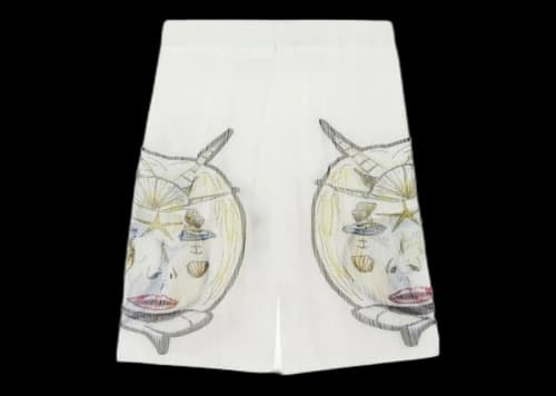 Burberry Marine Sketch Sheer Plisse Shorts White