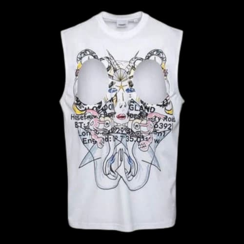 Burberry SS21 Letter Printing Sleeveness Male White