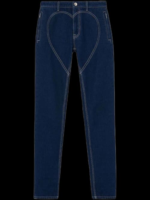 Burberry Heart Stitched Straight Leg Jeans Blue