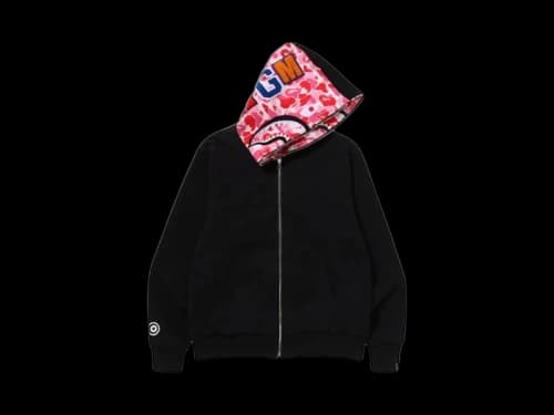 BAPE ABC Camo Reversible Shark Full Zip Hoodie Pink/Black